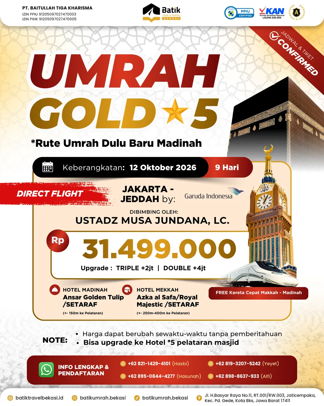 Poster Umrah Gold Bintang 5 keberangkatan 12 Oktober 2026